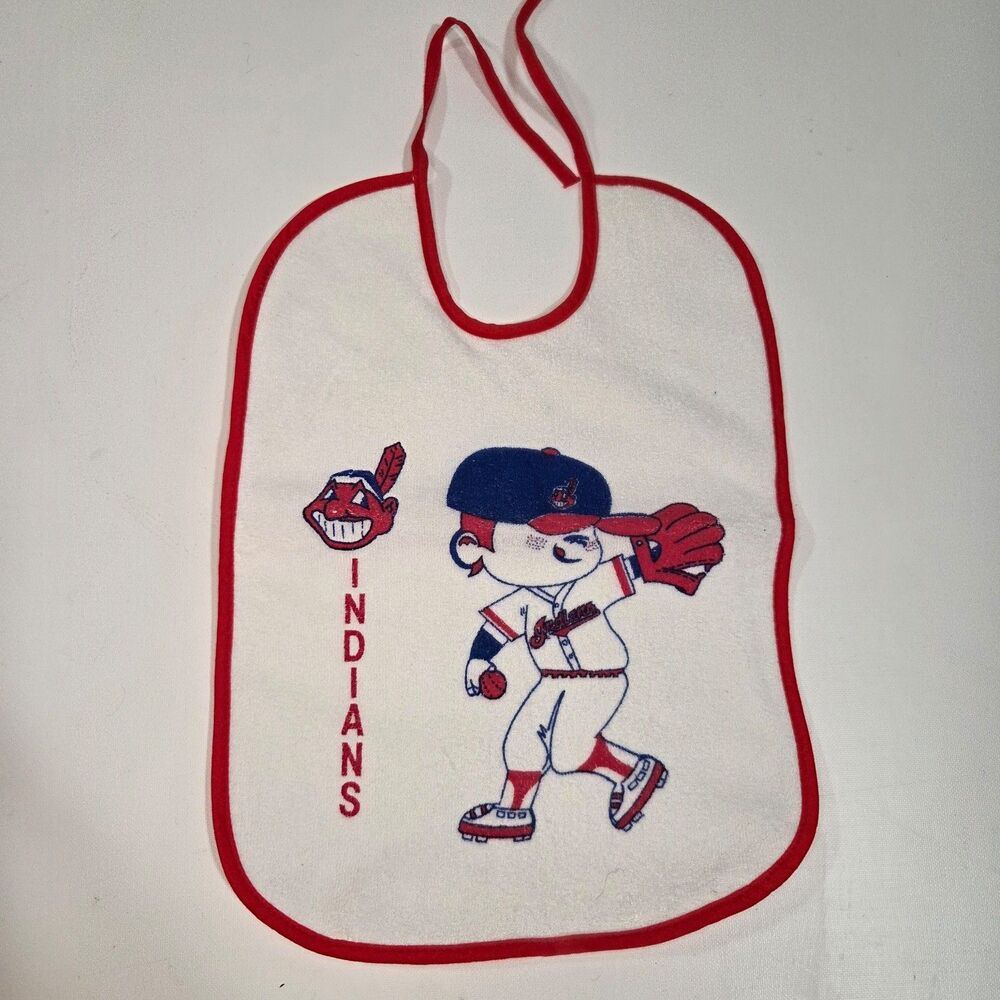 Vintage Cleveland Indians Baby Bib Lined 14 inches MLB Baseball